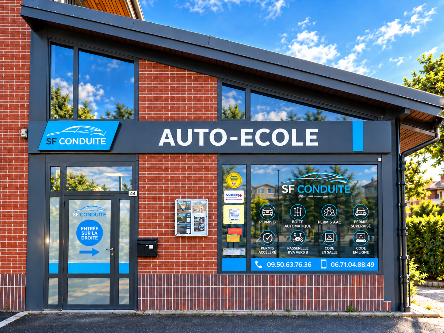 Façade de SF Conduite à Choisy-le-Roi — illustration réaliste réalisée à partir de la photo de l’agence