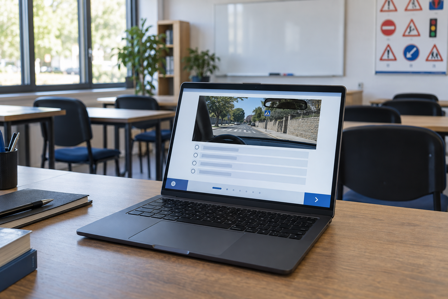 Espace de préparation au code de la route, sans personne